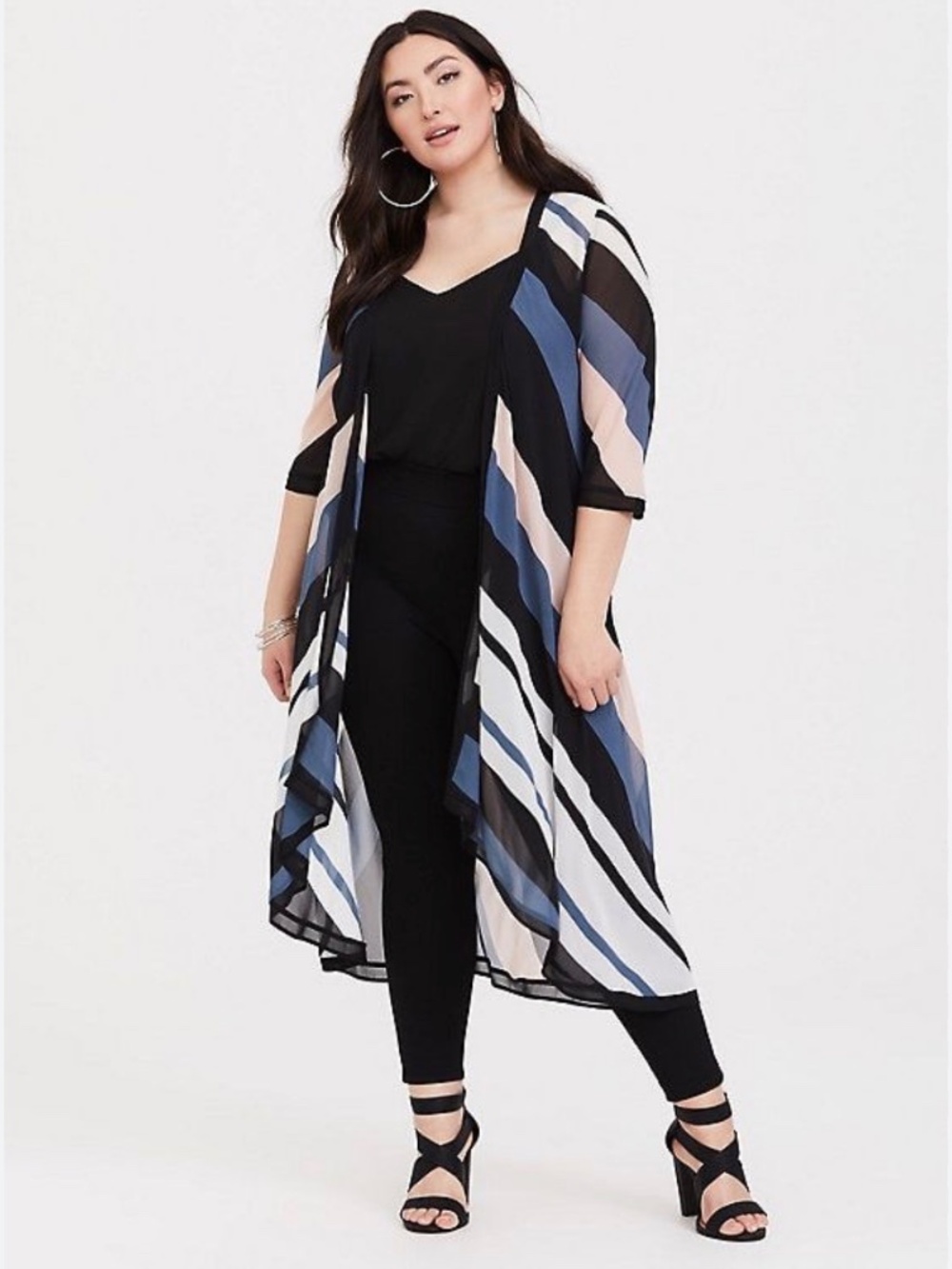 Torrid Geometric Midi Length Draped Modern Kimono – 3X/4X